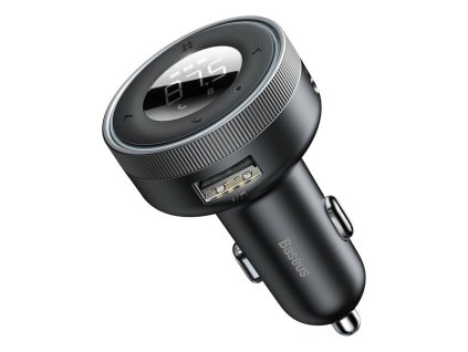Baseus Enjoy FM transmitter a nabíječka do auta LED 2x USB / 3,5mm jack bezdrátový MP3 přehrávač Bluetooth 5.0 3,4A černá (CCLH-01)