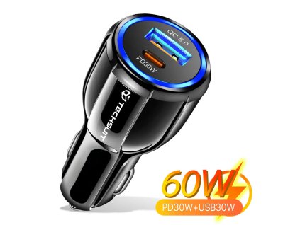 6449 techsuit te 022 dualni autonabijecka usb usb c pd s vykonem 60w cerna
