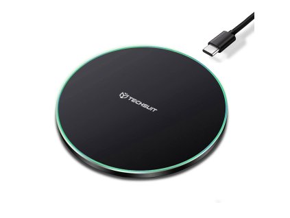 6458 techsuit chwr031 bezdratova qi nabijecka s usb c konektorem a barevnym osvetlenim 15w cerna