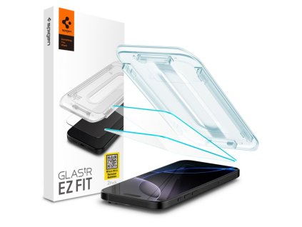 SPIGEN EZ Fit Ochranné sklo 2.5D FULL-COVER 0.3mm pro iPhone 16 Pro, montážní rámeček, 2ks