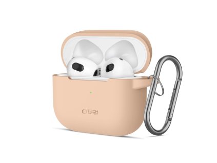 Pouzdro Tech-Protect Silicone Hook pro Apple AirPods 3 - béžové