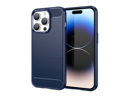 Pouzdro AG PREMIUM Carbon Case pro iPhone 14 Pro Max - modré