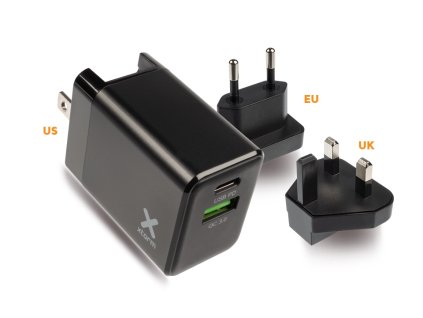 824 xtorm xa020u volt travel fast charger svetova nabijecka usb a usb c 20w cerna