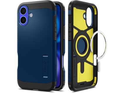 Spigen Tough Armor MagSafe pouzdro se stojánkem pro iPhone 16 – modré