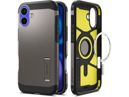 Spigen Tough Armor MagSafe pouzdro se stojánkem pro iPhone 16 – gunmetal