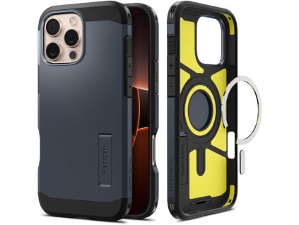 9680 spigen tough armor magsafe pouzdro se stojankem pro iphone 16 pro max tmave sede