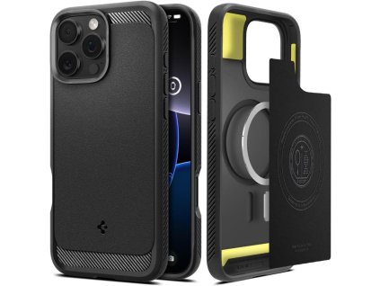 9698 spigen rugged armor magsafe pouzdro pro iphone 16 pro max cerne