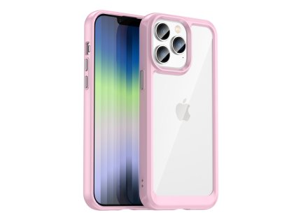 Outer Space Case iPhone 14 Pro hard cover with a gel frame pink