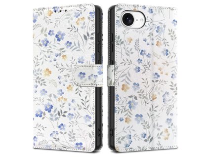 Pouzdro s klopou Tech‑Protect Wallet pro Apple iPhone 16e – jarní květiny