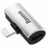152 baseus cal46 s1 adapter pro sluchatka a napajeni lightning na 2x lightning stribrna