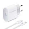 WOZINSKY WWC-03-L Nabíječka USB-C PD s výkonem 20W a Lightning kabelem, bílá