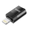 2411 3 hoco ua17 kovova redukce z usb c lightning s podporou datoveho prenosu cerna