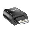 2411 5 hoco ua17 kovova redukce z usb c lightning s podporou datoveho prenosu cerna