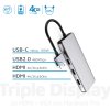2810 7 estuff es623010 triple display usb c hub 12v1 2xhdmi vga 4x usb audio sd microsd rj45 usb c 100w space grey