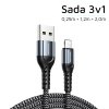 3374 joyroom n10 king kong 3x opleteny datovy a nabijeci kabel usb lightning 12w 0 25 1 2 2m sedy