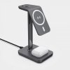 3899 3 estuff es638201 bezdratova magsafe nabijecka 3v1 pro iphone airpods a watch 15w tmave seda