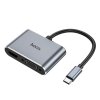 4076 5 hoco hb29 usb c video hub 2v1 hdmi 4k 30hz vga space grey