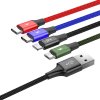 BASEUS CA1T4-B01 Opletený nabíjecí a datový kabel 4v1 (2x USB-C/Lightning/microUSB), 1,2 m, černý
