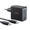 Joyroom GaN 67W 4portová nabíječka (2x USB, 2x USB C) černá (TCG02) + USB C - USB C 100W kabel 1,2 m