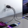Joyroom GaN 65W rychlá nabíječka USB-A, 2x USB-C černá + USB-C - USB-C 100W kabel 1,2 m (TCG01)