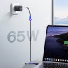 Joyroom GaN 65W rychlá nabíječka USB-A, 2x USB-C černá + USB-C - USB-C 100W kabel 1,2 m (TCG01)