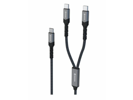 Datový kabel 2v1 100W USB-C/2x USB-C 1,5m Swissten