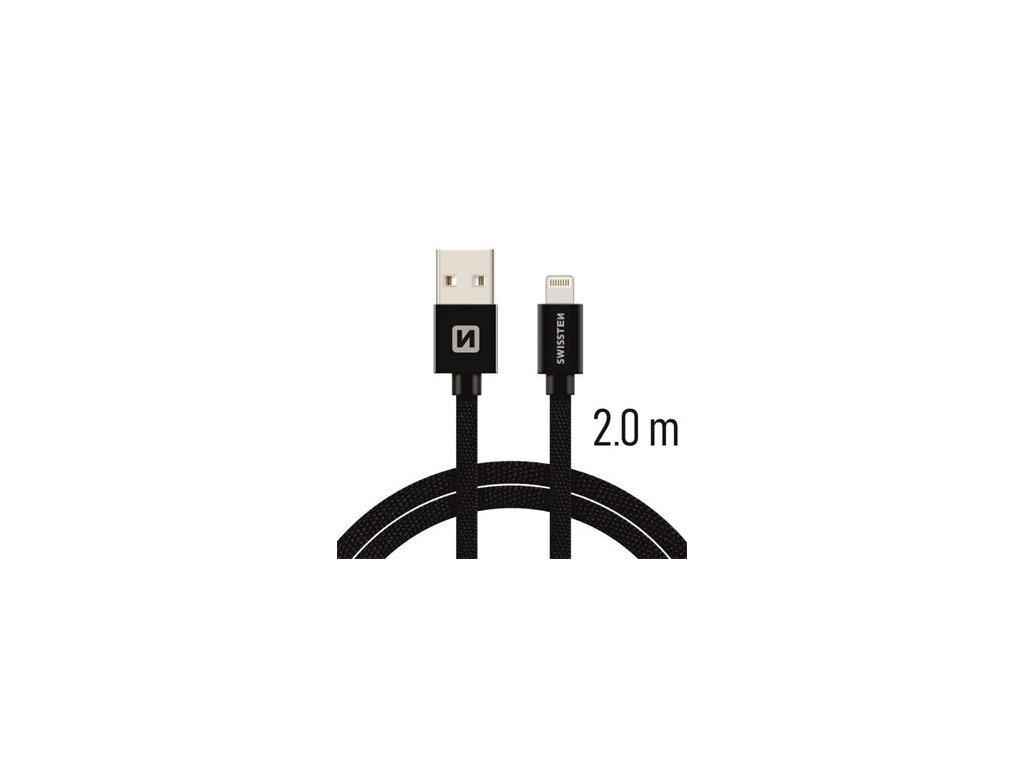 SWISSTEN datový kabel textile USB / lightning 2,0 m