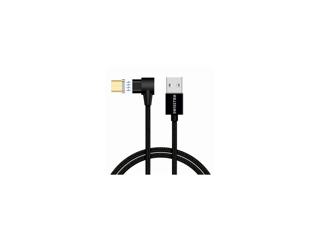 SWISSTEN magnetický textilní datový kabel Arcade USB-A / micro USB, délka 1 m