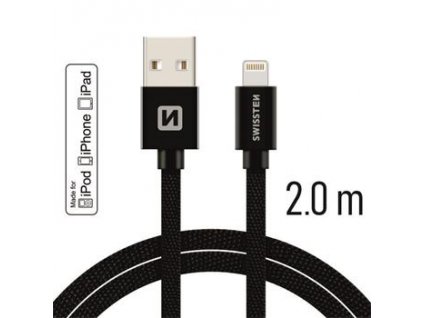 SWISSTEN datový kabel textile USB / lightning MFi 2,0 m