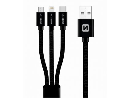 SWISSTEN kabel USB 3v1 - Lightning MFi / microUSB / USB-C 1,2 m