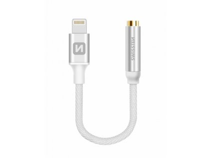 SWISSTEN audio redukce Lightning / jack 3,5 mm (samice), délka 0,15 m, stříbrná