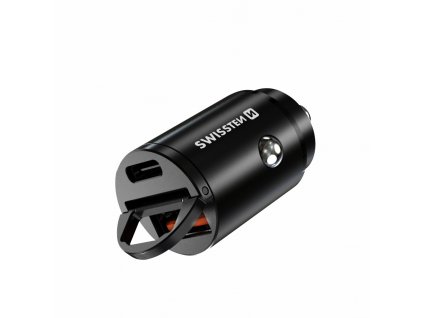 SWISSTEN NANO nabíječka do auta s Power Delivery USB-C + SuperCharge 3.0 30W