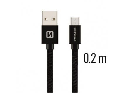 SWISSTEN datový kabel USB-A / micro USB, s textilním opletem, délka 0,2 m