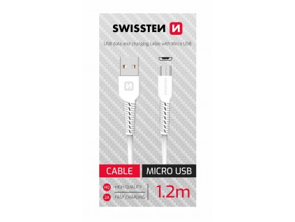 SWISSTEN datový kabel USB/Micro USB 1,2 m bílý (samoprodavač)