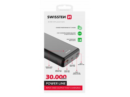 SWISSTEN power line power bank 30000 mAh power delivery black