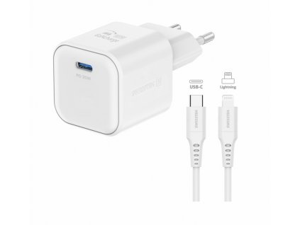 adapter GaN 35W USB C a kabel USB C:lightning bily 1