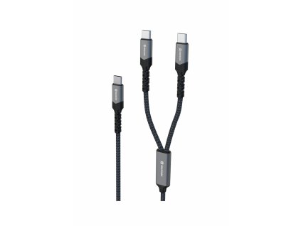 SWISSTEN Nabíjecí kabel 2v1 100 W USB-C / 2x USB-C, 1,5 m, černý
