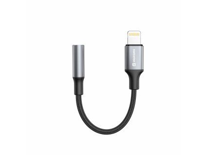 SWISSTEN Audio adaptér textilní lightning (samec) / 3,5mm AUX, délka 0,15 m