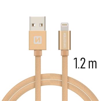 SWISSTEN datový kabel USB/Lightning, textilní oplet, 1,2 m Barva kabelu: Zlatá