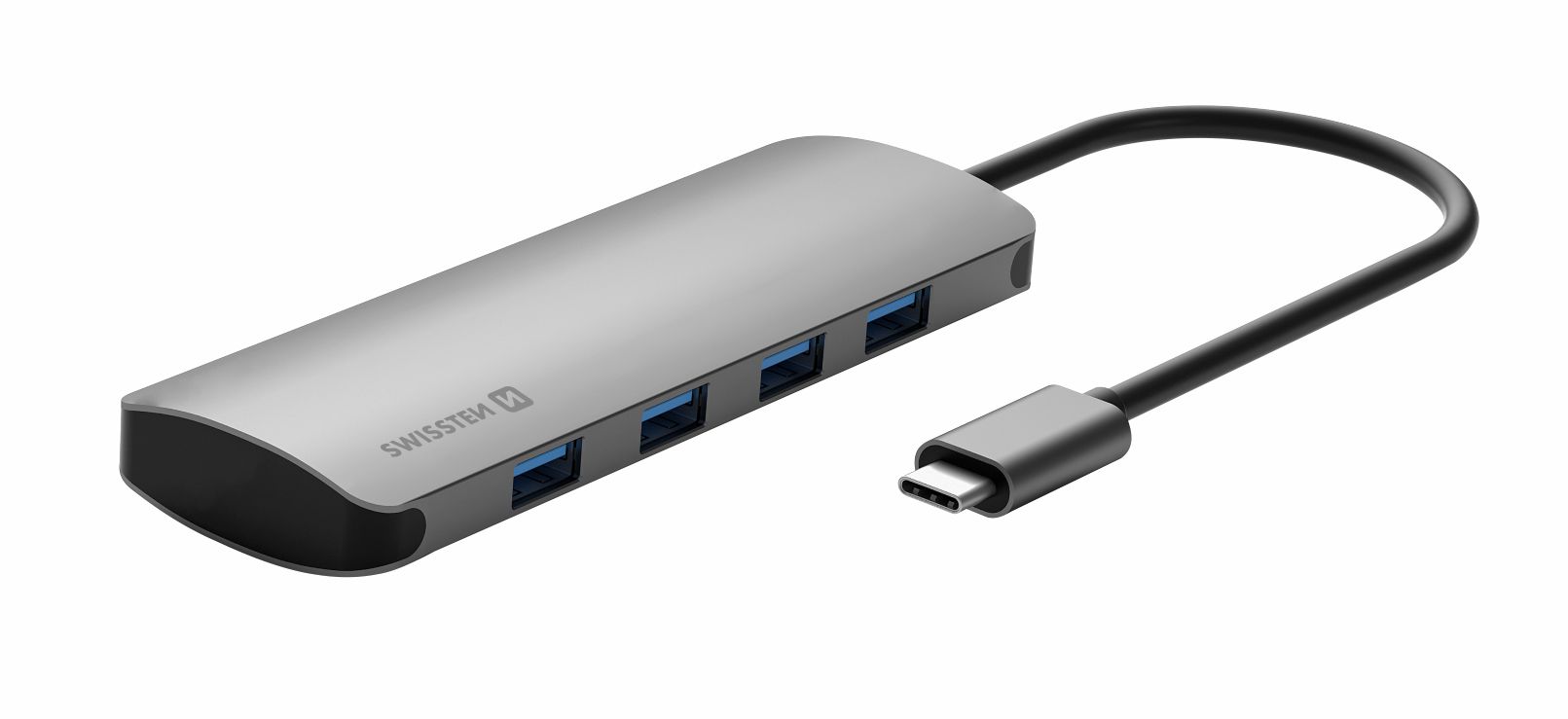 Levně SWISSTEN USB-C hub 4-in-1 (4x USB 3.0) v hliníkovém pouzdře