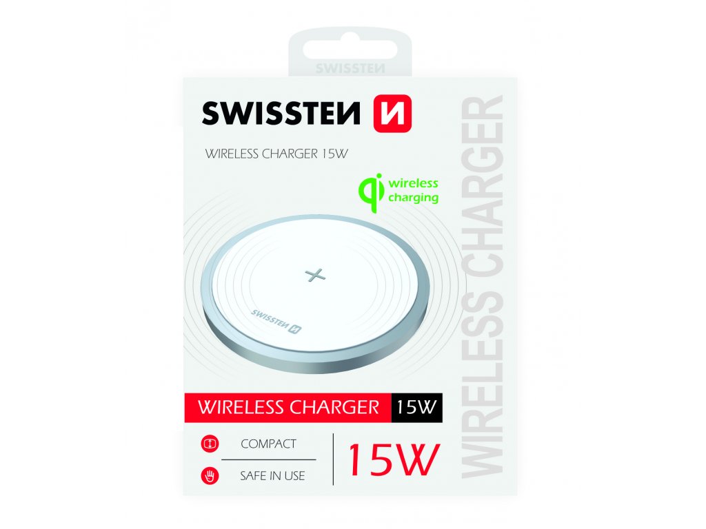 Levně SWISSTEN Wireless 15 W bezdrátová nabíječka Barva: Bílá