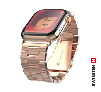 Levně SWISSTEN řemínek pro Apple Watch kovový, šířka 38-40 mm Barva: Růžovo/zlatá