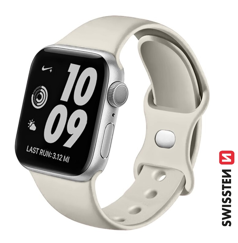 Levně SWISSTEN řemínek pro Apple Watch silikonový, šířka 38-40 mm Barva: Kamenně šedá