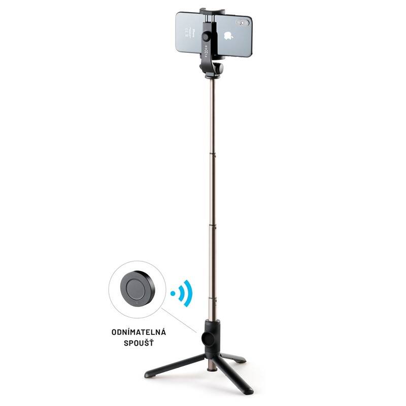 FIXED Snap Lite selfie tyč s tripodem a bezdrátovou spouští, černá