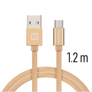 Levně SWISSTEN datový kabel s textilním opletem, USB-A / micro USB, délka 1,2 m Barva kabelu: Zlatá