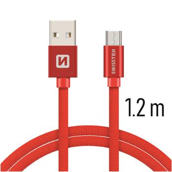 Levně SWISSTEN datový kabel s textilním opletem, USB-A / micro USB, délka 1,2 m Barva kabelu: Červená