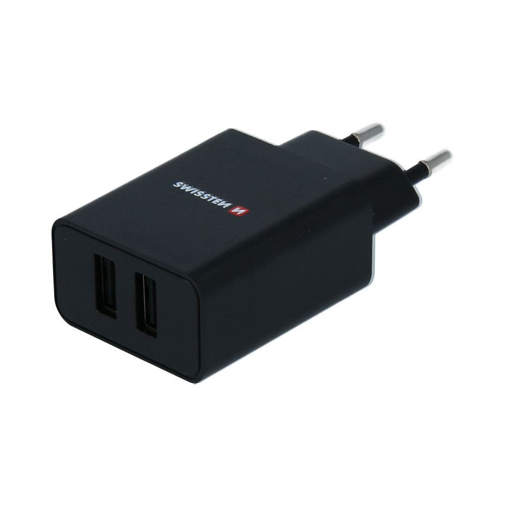 Levně SWISSTEN síťový adaptér Smart IC 2x USB-A, 2,1 A, Lightning Barva: Bílá