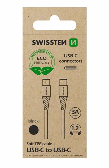 SWISSTEN TPU datový kabel USB-C / USB-C, délka 1,2 m (EKO BALENÍ) Barva: Černá