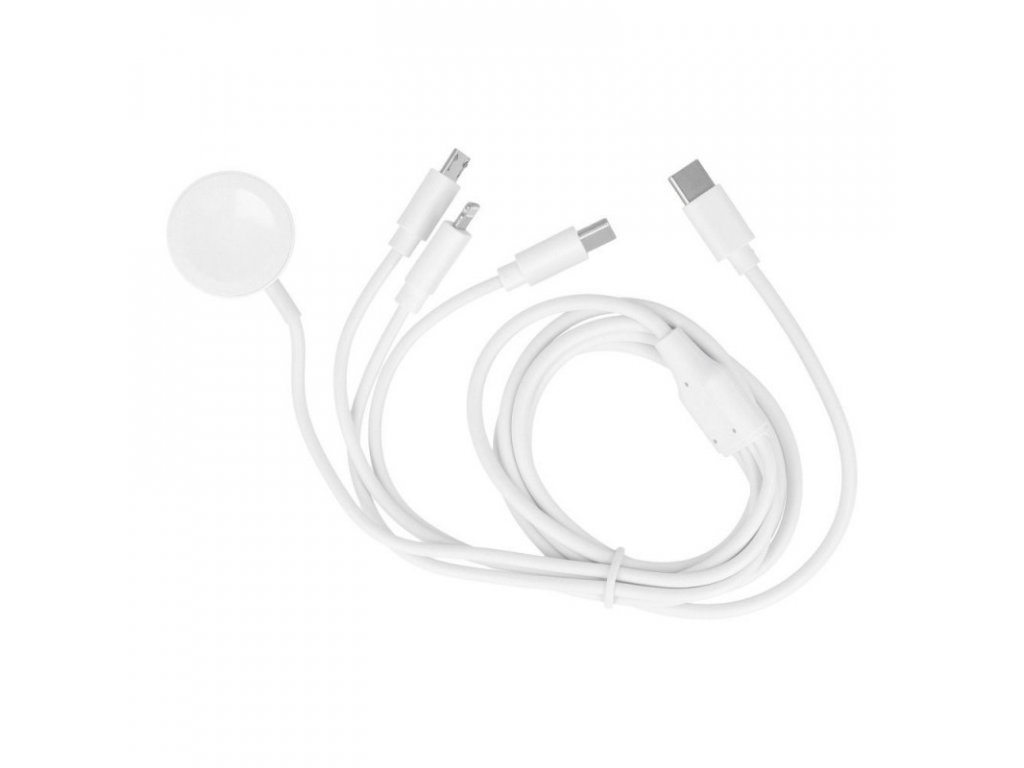 Datový kabel iPhone 4v1 - Lightning, Apple Watch 3, USB-C, Micro USB, bílá