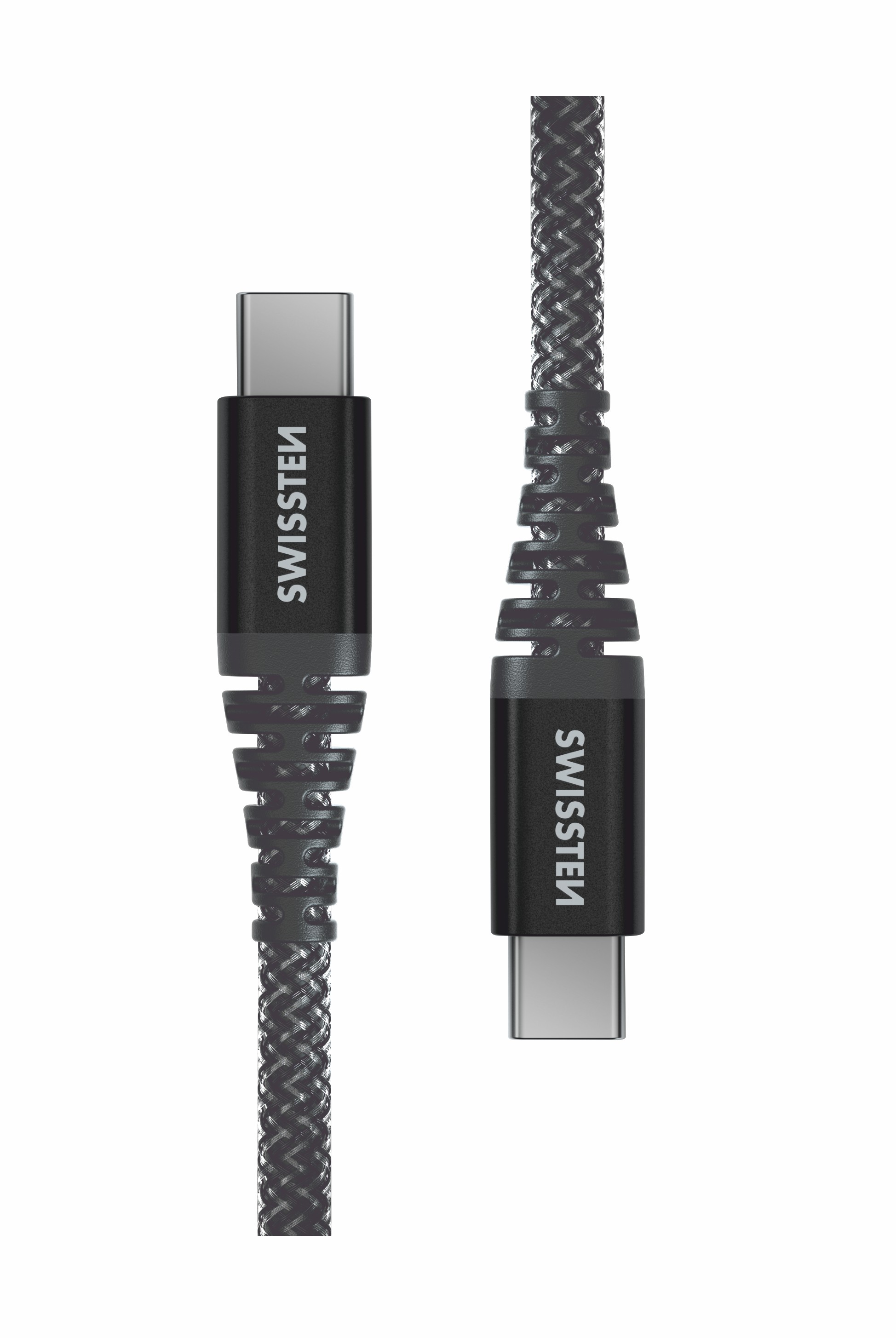 SWISSTEN datový kabel KEVLAR, USB-C/USB-C, 1,5 m, antracit